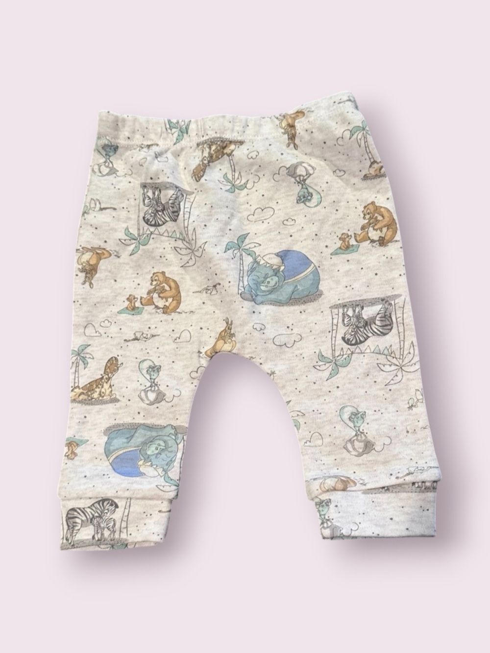 Disney Baby Wishes + Dreams Safari Animal Print Mom And Baby Pants 0-3 Mon - Picture 5 of 6